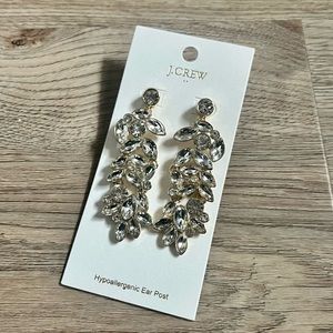 J Crew Crystal Leaf Drop Earring